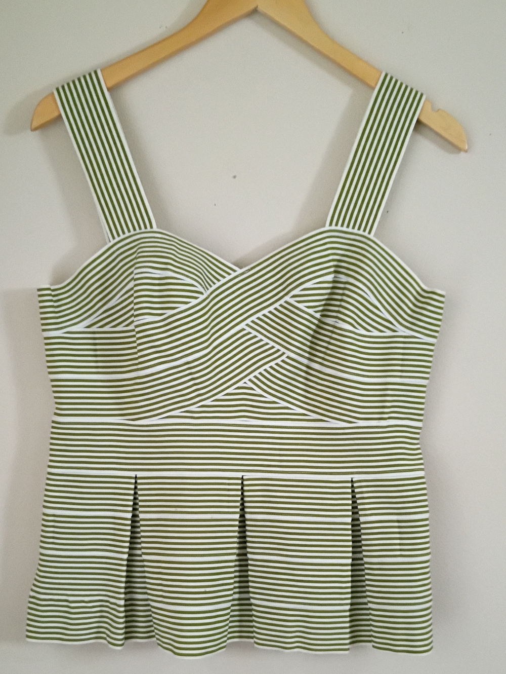 HD in Paris Olive Green & White Striped Peplum Tank